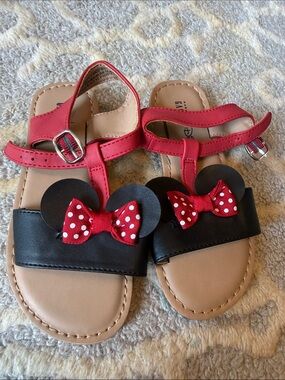 GAP Girls' Red and Black Minnie Ear Sandals